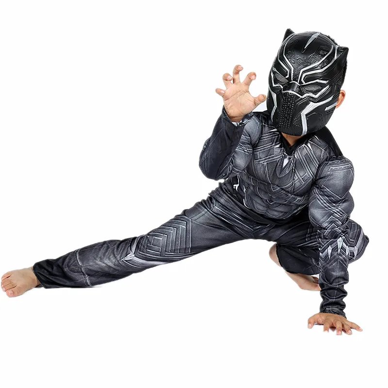 4-12Y Black Panther Kostiumai Vaikams Helovinas Kostiumas Kapitonas Civilinį Karą Marvel Black Panther Cosplay Supermeno Kostiumas