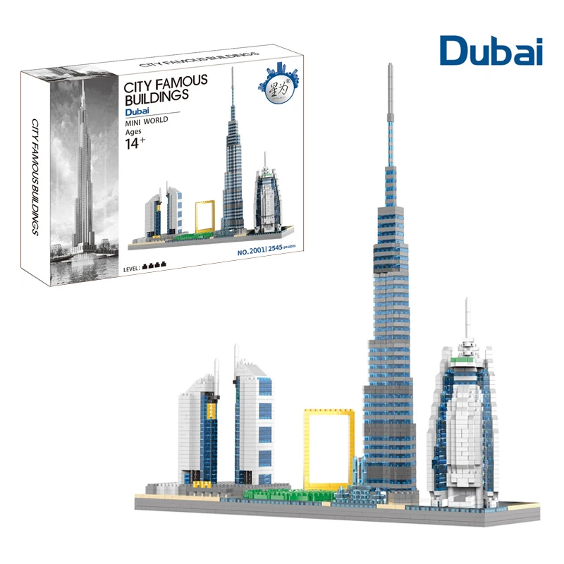 1880pcs+ Dubajus Tokijo Kūrimo Bloką Miesto Architektūra Mini Pasaulyje 