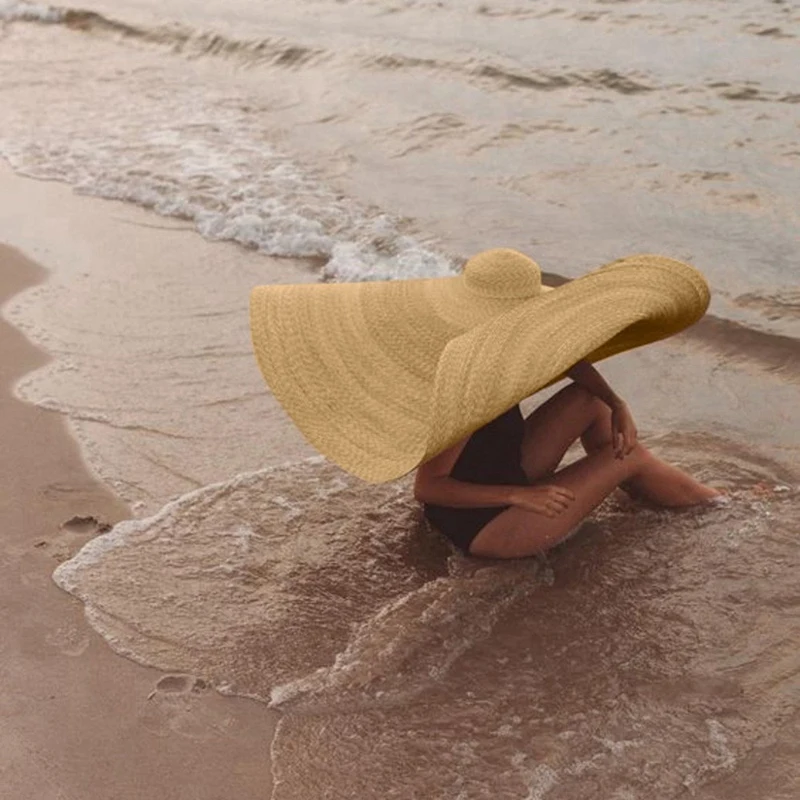 Vasaros Super Didelių Saulės Skrybėlę Mados Paplūdimio Kepurės Reguliuojamas Sulankstomas Šiaudų Bžūp Apima Anti-Uv Apsauga Nuo Saulės, Skrybėlės, Šiaudų Skrybėlę Beach, Va
