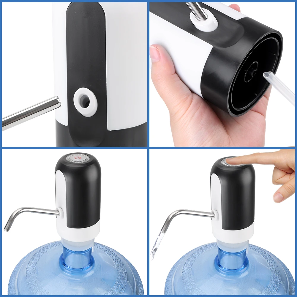 HILIFE USB Įkraunamas Belaidis Elektrinis Vandens Siurblys Su Mėlyna LED Šviesa, Šoninis Vandens Pumpavimo Įrenginys Automatinis Vandens Dozatorius
