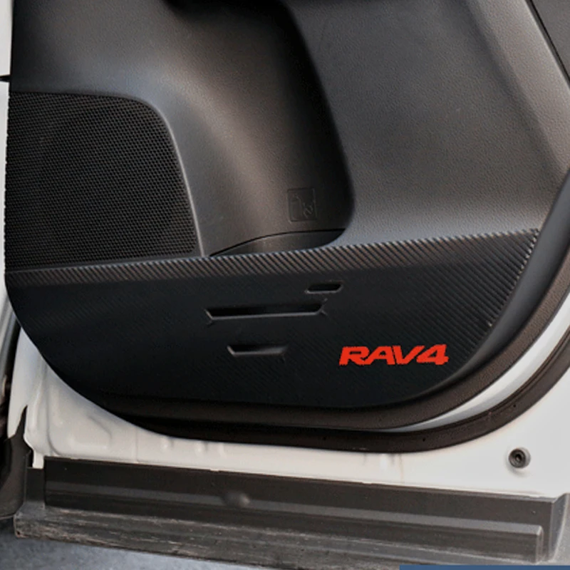 Atreus 4pcs Toyota RAV4 Corolla 2016 Automobilių stiliaus 3D Durų Anti Kick Pad Mat Anglies Pluošto, Lipdukai, Aksesuarai