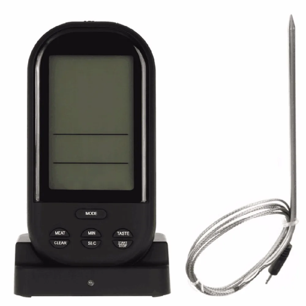 2020 Juodas Belaidis Skaitmeninis LCD Displėjus GRILIS Termometras Virtuvės Termometras Skaitmeninis Zondas, Mėsos Termometras, GRILIS Temperatūra Įrankis