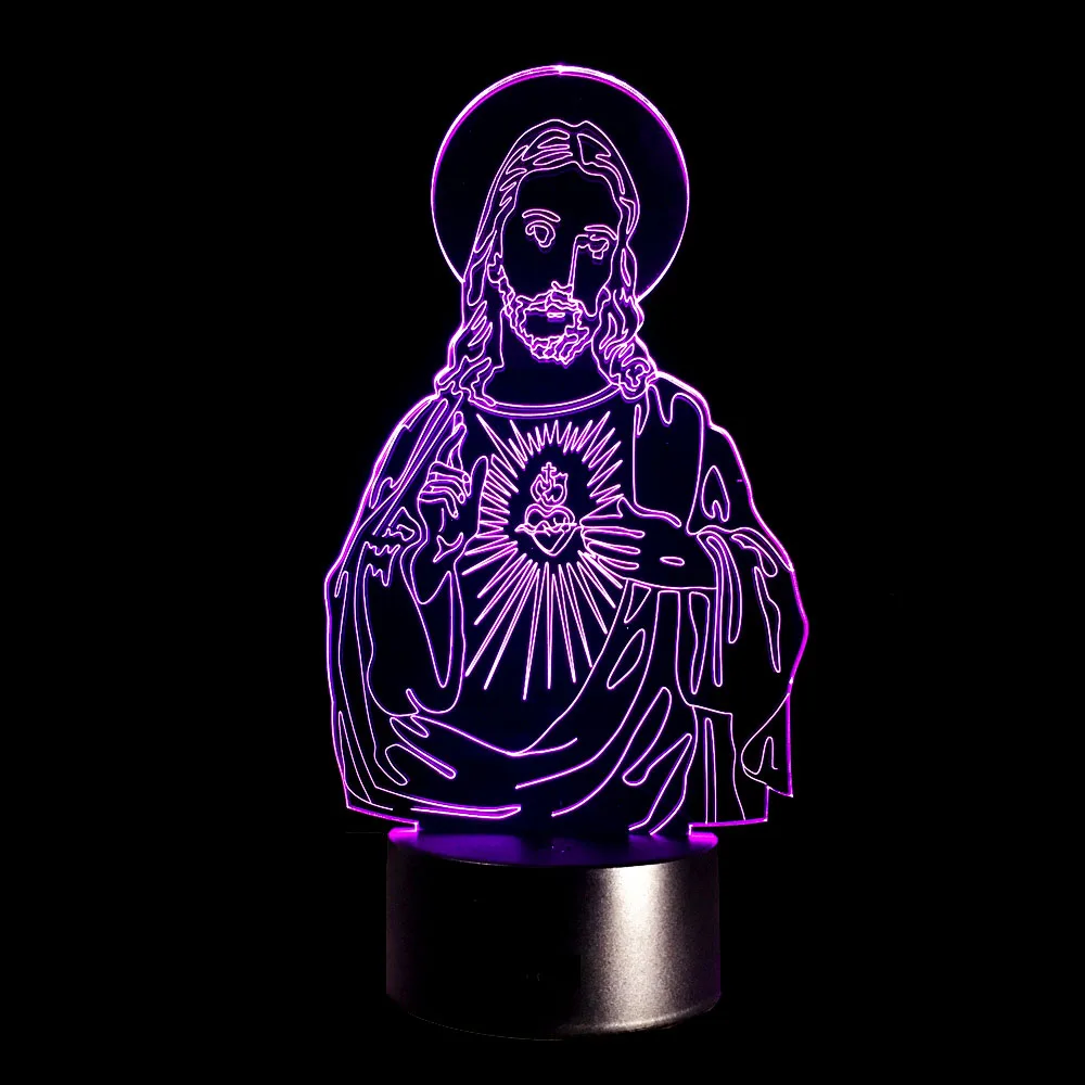 3D Optinė Iliuzija Jėzaus Kristaus LED Lempos Bulbing Šviesos Jėzus Naktį Šviesa 7 Spalvų, Dovana, Namų Dekoro Naktį žibintai Lašas Laivybos