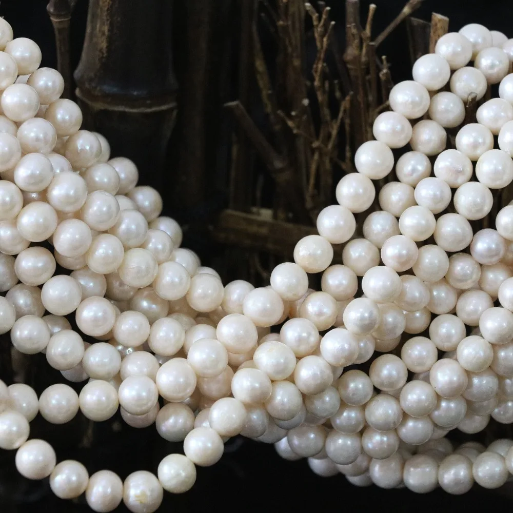 8-9mm karoliukai, natūralūs gėlo vandens dirbtiniu būdu išauginti perlai white pearl prarasti karoliukai papuošalai priėmimo fit 