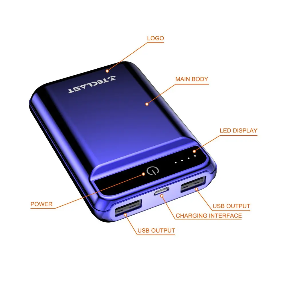 Teclast A10 Mini 10000 mAh Galios Banko Dviguba Išvestis USB Išorinės Baterijos Įkroviklio Mobilųjį Telefoną 