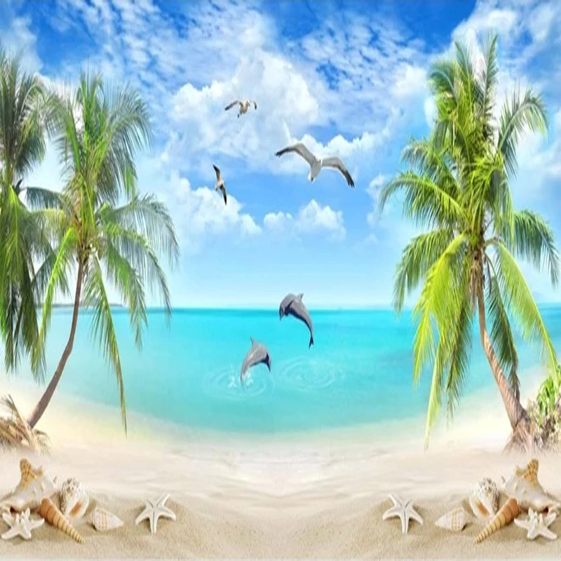 Custom Foto tapetų 3D Kokoso Medžio Beach Marina Sienų Tapetai, Gyvenamasis Kambarys Sofos, Miegamojo, TV Foną, Sienos, Namų Dekoro