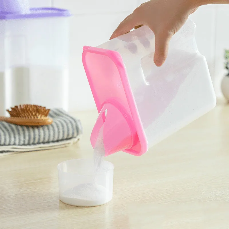Plastikiniai skalbimo miltelių laikymo dėžutė Matavimo puodelis skaidraus, kuriems skalbimo bakas, virtuvė, ryžiai, sausi maisto bakas mx7111743