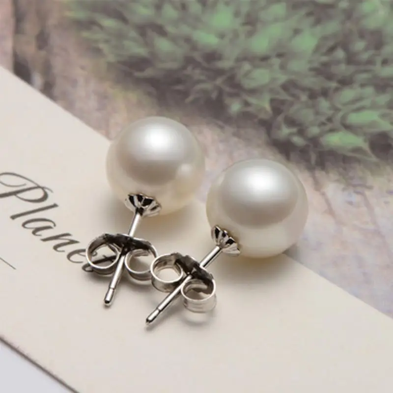 Nekilnojamojo puikus turas Natūralūs Gėlo vandens Pearl stud Auskarai Moterims, 925 sterlingas sidabro papuošalai su pearl atvykimas