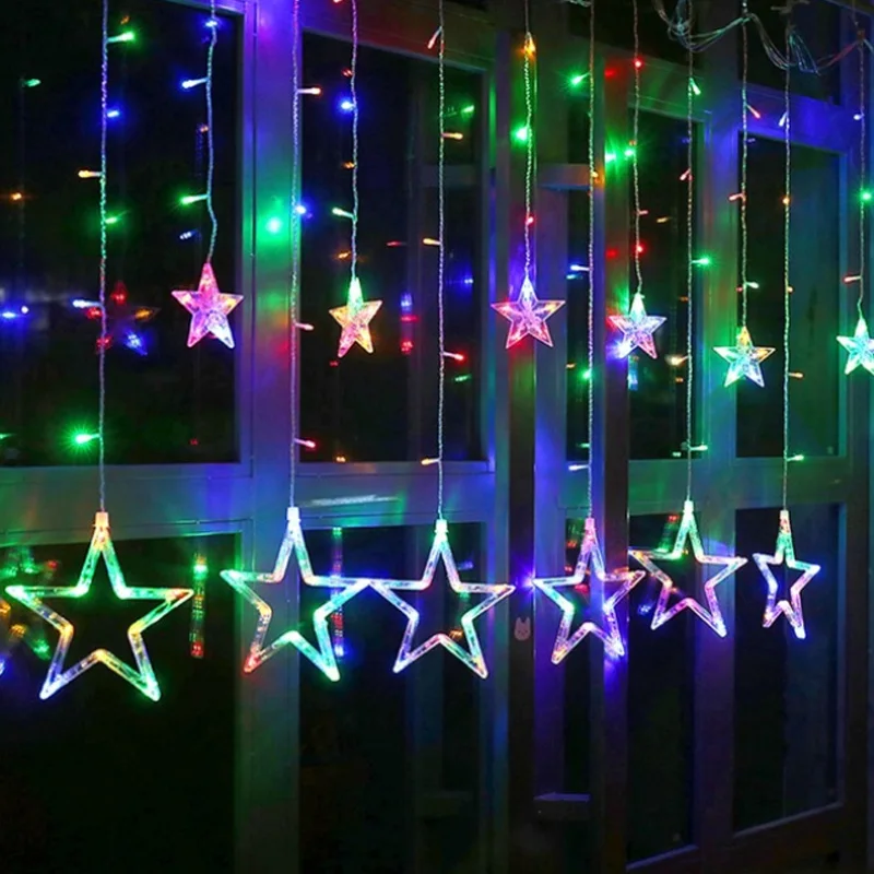 ES Kištukas AC 220V Atostogų Apšvietimas LED Pasakų žibintai Star Užuolaidų String luminarias Girliandą Apdailos Kalėdų Vestuvių Šviesos