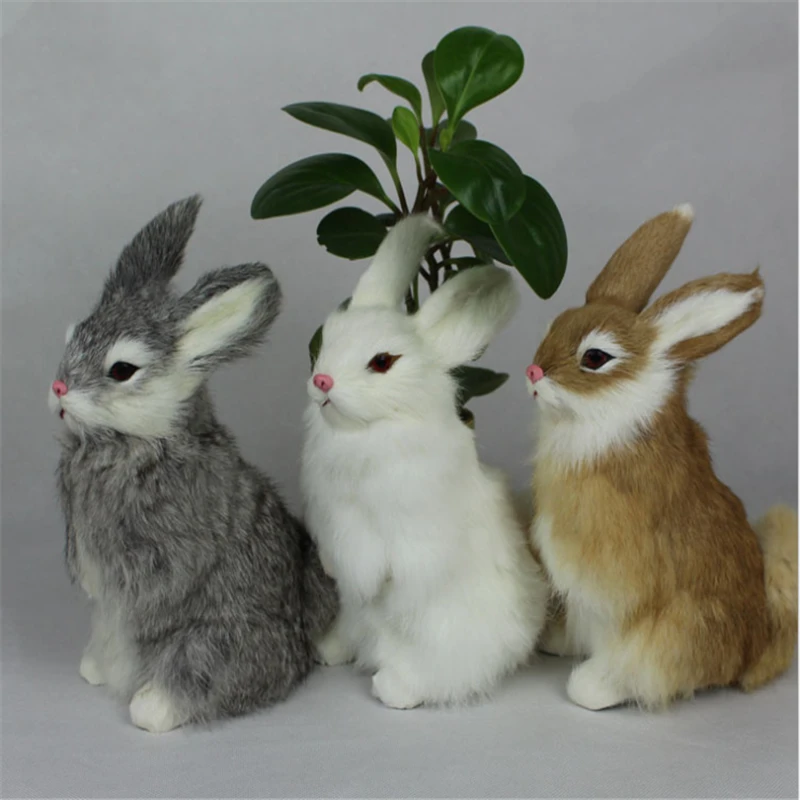 Mini Realus Mielas Baltas Pliušinis Triušių Kailių Tikroviška Gyvūnų Easter Bunny Modeliavimas Rabbit Žaislas Modelis Gimtadienis