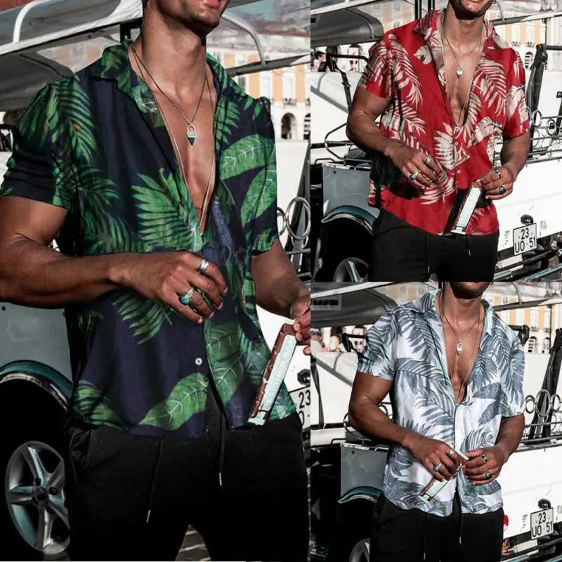 JAV Vyrų Havajų Marškinėliai Vasaros Gėlių Spausdinti Beach Trumpas Rankovės Atsitiktinis Luau Marškinėliai Topai Atostogų Marškinėliai Topai