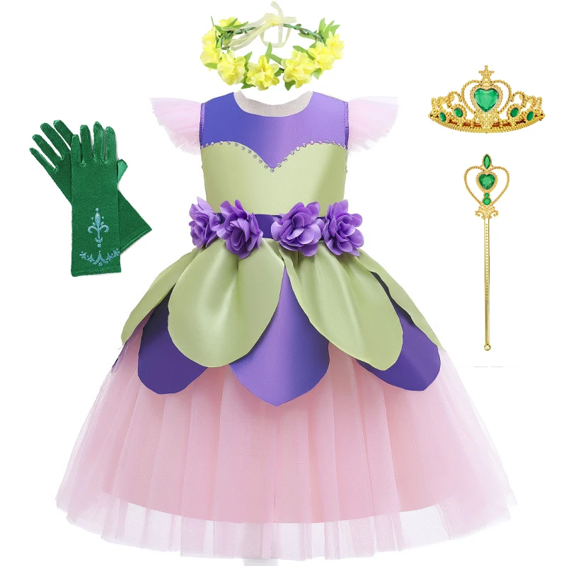 Princesė Gėlių Suknelė Fėja Tinkerbell Kostiumas Mergaitėms Tinker Bell Princesė Fancy Dress Helovinas Kalėdų Drabužiai