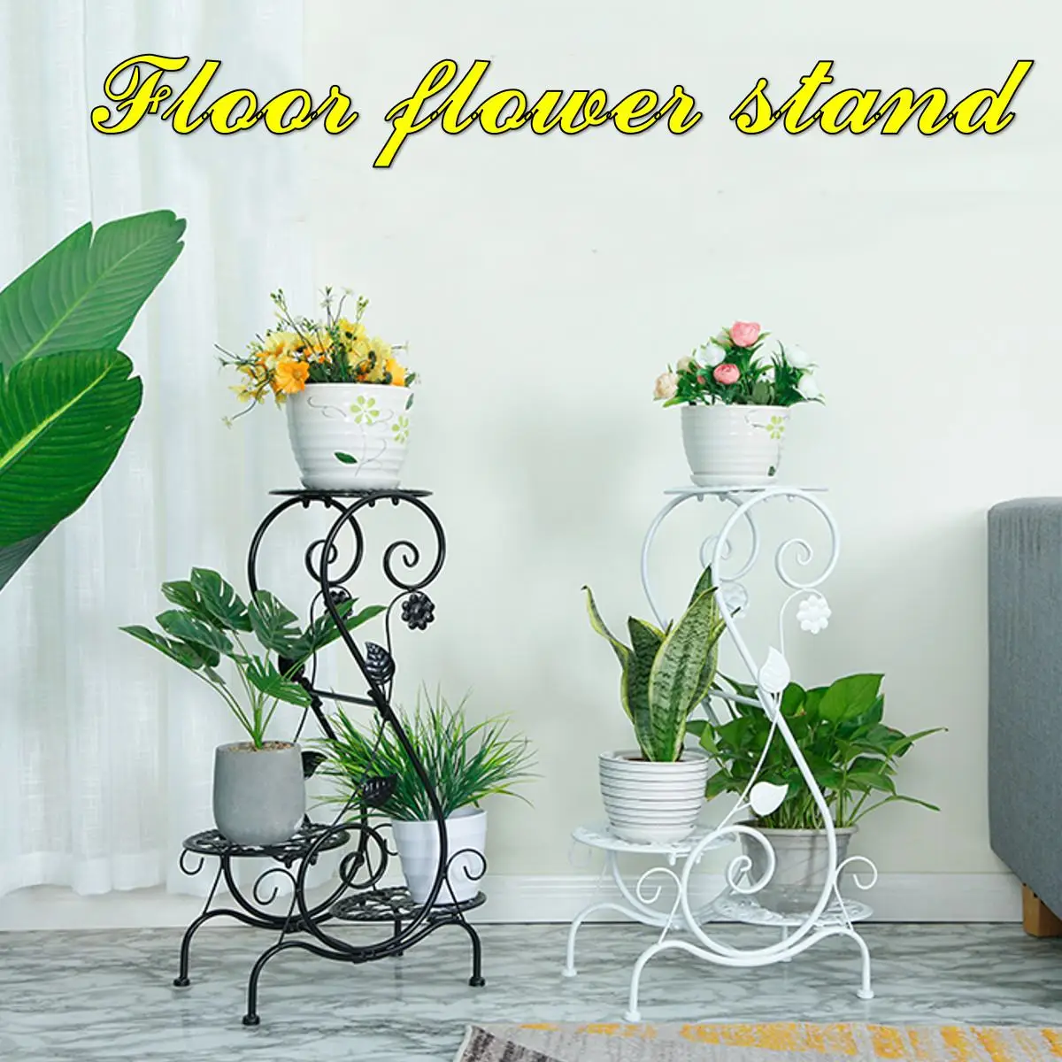 Paprastas Metalo Gėlių, Augalų Stendas Sode 3 Pakopų Augalų, Gėlių Vazonas Stalčiuko Patvarus Balkono Gėlių Stovas 2 Spalvos