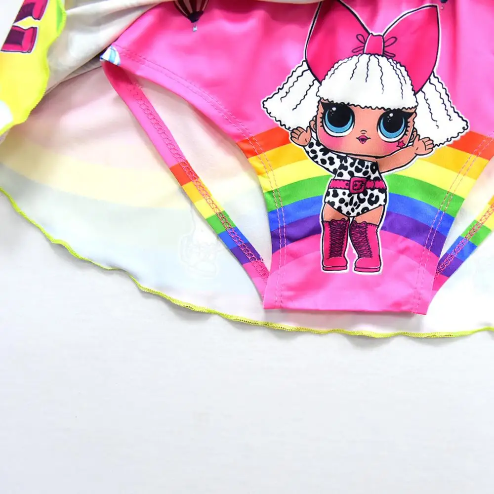 2020 Bamblys Merginos Lol maudymosi kostiumėlį Mielas Animacinių filmų Spausdinti Maudymosi Kostiumai Vaikams, Kūdikių maudymosi Kostiumėliai, Vaivorykštė Bikini Vaikai Paplūdimio Drabužiai Mergaitėms