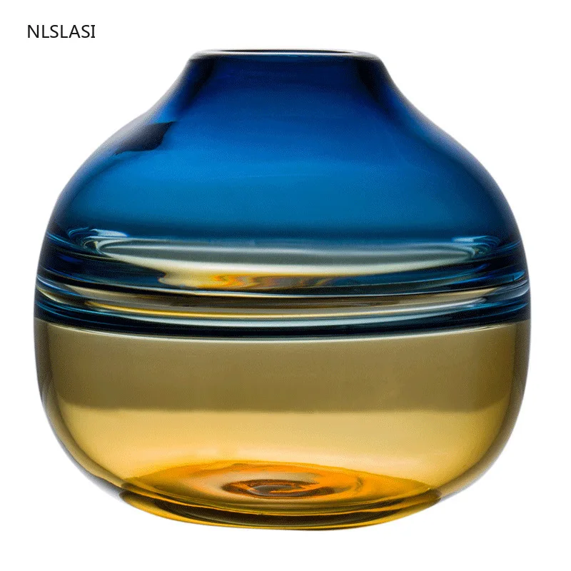 Šviesos prabanga stiklo vaza džiovintų gėlių hydroponic šiuolaikinės skaidri, paprasta spalvų meno vaza, stiklo lentelė, kurioje