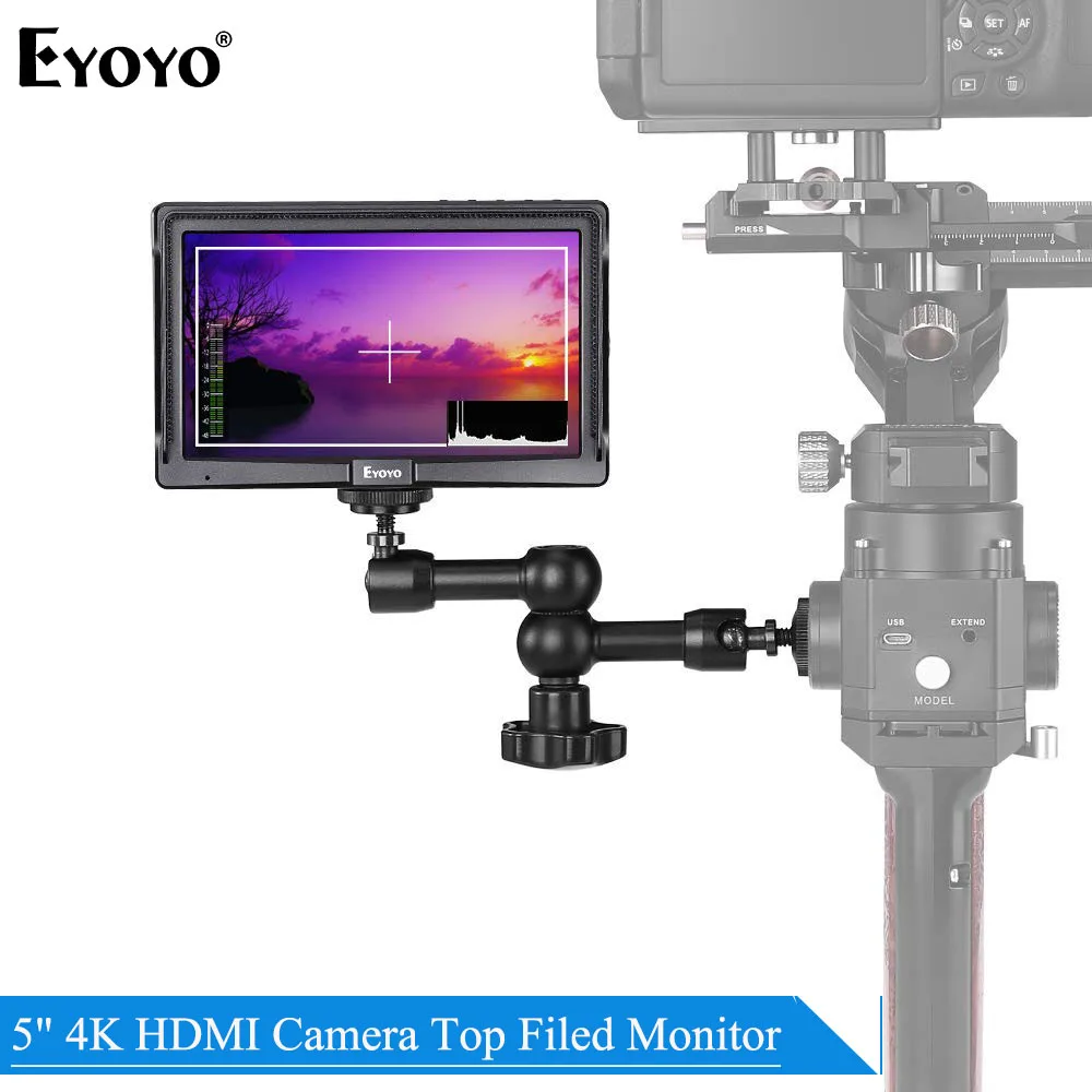 Eyoyo E5 5 colių Srityje DSLR Fotoaparato Ekranas Nešiojamas Mini IPS Kamera, Vaizdo Padeda Stebėti su Magic Arm Paramos 4K HDMI Ekrano
