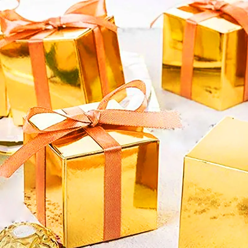 20pcs popieriaus dovanų dėžutėje vientisa spalva rožinė aukso pakavimo šokoladinių saldainių dėžutė gimtadienio, vestuvių dekoravimas 