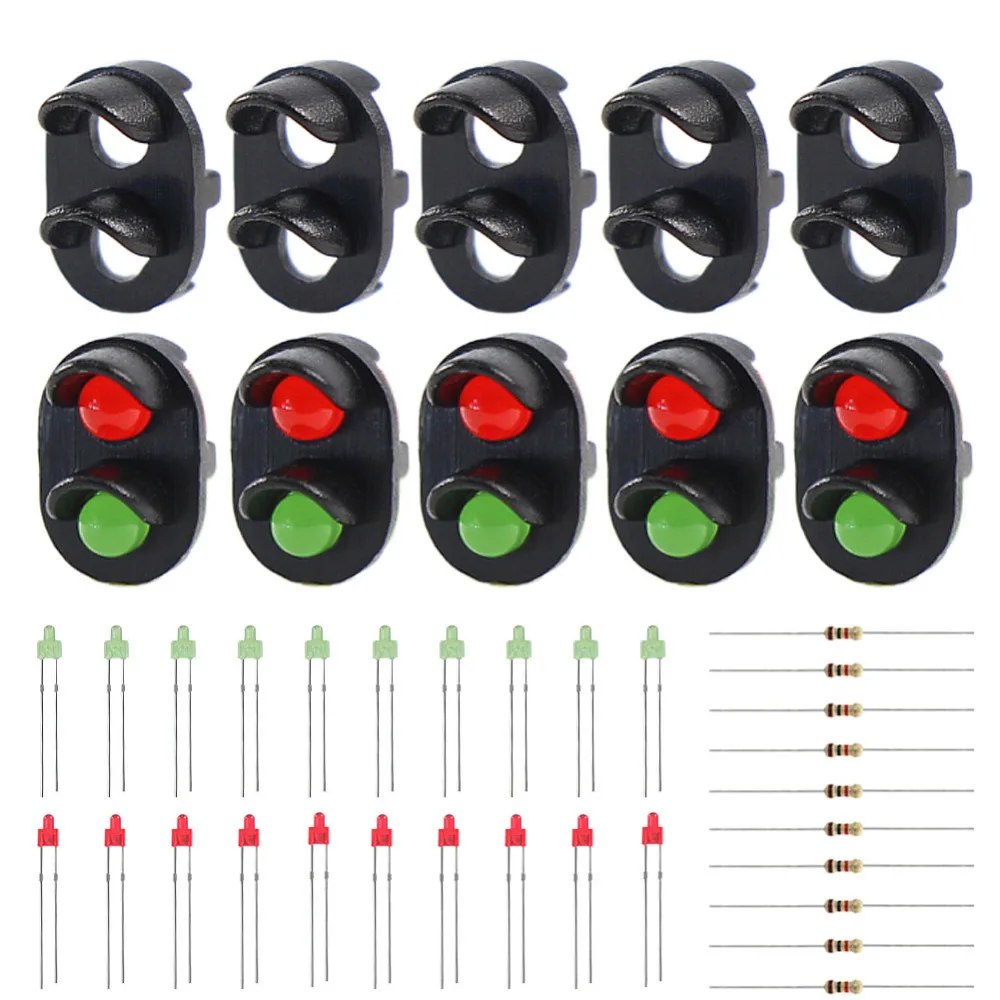 JTD12 10 rinkiniai Tikslinės Susiduria Su Led Geležinkelio Signalo N arba Z Skalė 2-Blokuoti šviesos Signalus šviesoforo Raudona/Žalia