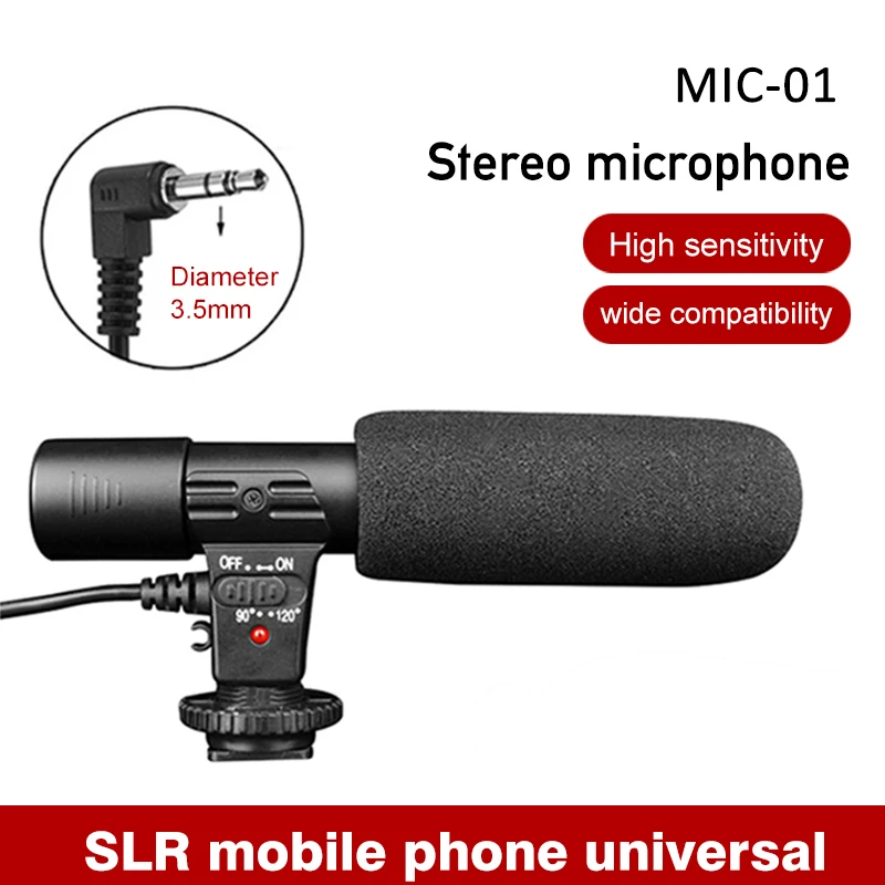 MIC-01 Stereo Mikrofonas, vaizdo Kamera DSLR Fotoaparatas Microfone už Nikon Canon Fotoaparato, Kompiuterio, KOMPIUTERIO, Mobiliojo Telefono Mic Už Xiaomi 