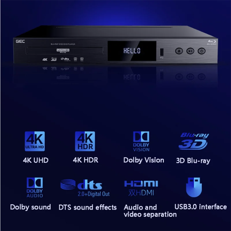 GIEC G5300 DVD Grotuvas, Tiesa 4K Ultra HD 