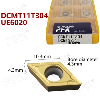 10vnt DCMT11T304 DCMT32.51 UE6020 karbido įdėklai Vidaus Tekinimo įrankis DCMT 11T304 Tekinimo Įrankiai, pjovimo CNC įrankis