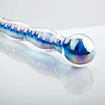 2018 Naujas spalvingas krištolo stiklo dildo analinis granulės butt plug moterų masturbacija grožio vibratorių 180*40mm ilgio netikras penis sekso žaislai