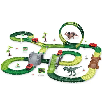 2019 KARŠTO Pardavimo Elektros Dinozaurų Automobilių Žaislai Geležinkelio Stebuklinga Lenktynių Trasoje Žaislų Rinkinį 