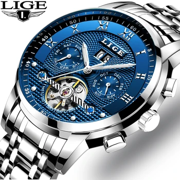 2020 Naujas Vyrų Žiūrėti LIGE Top Brand Prabangių Verslo Automatinė Mašinų vyriški Laikrodžiai Visiškai Plieno, atsparus Vandeniui Žmogus Laikrodis Watchs +Box