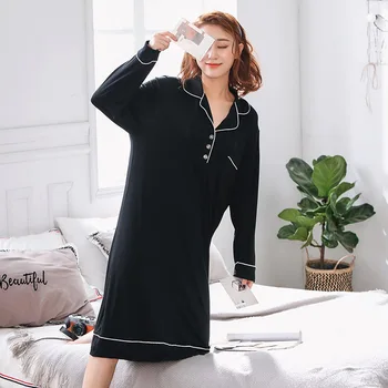 4XL-5XL plius dydis sleepwear moterų negabaritinių pižamą ilgomis rankovėmis namų drabužių pavasario vasaros sleepdress motinystės apatinis trikotažas modalinis