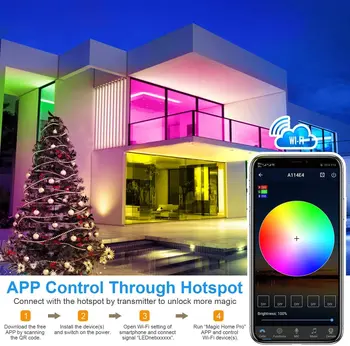 5050 WIFI RGB LED Šviesos Juostelės RF Nuotolinio 15m 10m 5m Smart WiFi RGB Juostelėms Žibintai Pritemdomi Ledstrip App Kontrolės lova namuose šalis