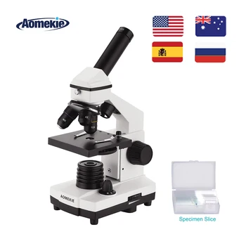 AOMEKIE Profesinės Monokuliariniai Biologinis Mikroskopas 64-640X Aukštyn/Žemyn LED Ląstelių Skaidres Žiūrėti Studentams, Vaikams Švietimo Dovana