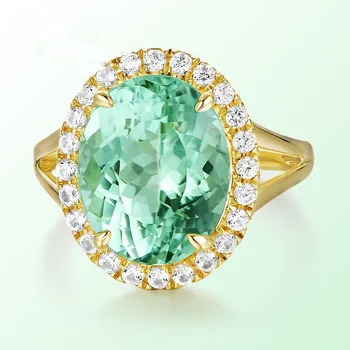 Green Crystal Žiedą, Ovalo formos Kubinis Cirkonis Šalies Crystal Žiedą, Moterims, Merginoms Dovanų Lašas Laivybos Juvelyriniai dirbiniai Didmeninė smaragdas žiedas