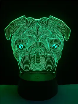 Gyvūnų šarpėjų Šuo Galvos 3D Lamplight LED USB Nuotaika Naktį Šviesos Daugiaspalvis Luminaria Pakeisti Stalo Lempa Namų Miegamojo Puošmena