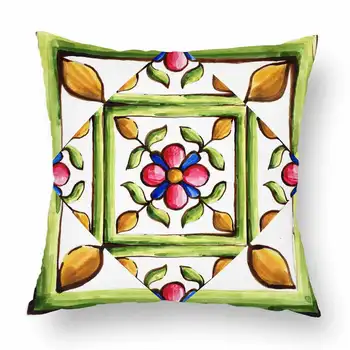 Gėlių, Žalios Lapinės Maroko Gėlės Poliesteris Pagalvėlė Padengti Dekoratyvinių Geometrinis Sofa Mesti Pagalvę Padengti Pagalvės užvalkalą 45X45cm