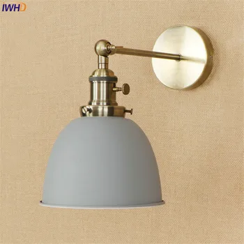 IWHD Žalvario, Pilka Edison LED Sienos Lempa Šalia Wandlampen E27 4W Laiptų Šviesos Derliaus Rankos Sienos Sconces Aplikacijos Murale Šviestuvas