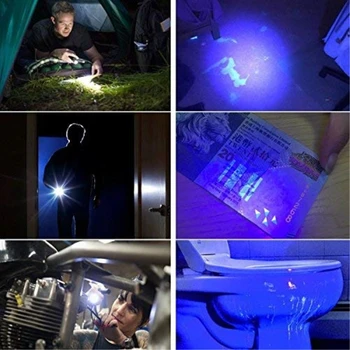 LED UV UV Žibintuvėlis T6 Šviesos baltos šviesos LED Žibintuvėlis Šviesos 5Mode Zoomable 395nm ultravioletinės Šviesos Lempos iki 18650 Baterija