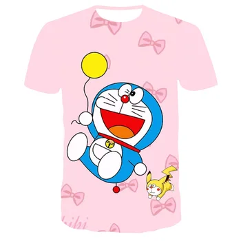 Mados Naujų Mielas moteriški marškinėliai Doraemon Ding Dong Katė T-Shirts 3D Skaitmeninis Spausdinimas vyriški trumpomis Rankovėmis Viršūnes Mados Pora Tee