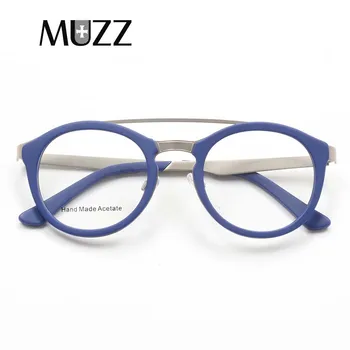 MUZZ acetatas Trumparegystė Akinius Rėmo Turas derliaus dvigubo spindulio akiniai, akinių rėmeliai, skaidraus lęšio receptinių lęšius vyrų AKINIAI