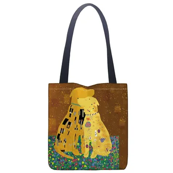 Nauji Gustavo Klimto atspausdinta drobė tote krepšys patogus pirkinių krepšys moteris maišo studentų maišelį Pasirinktinis vaizdo