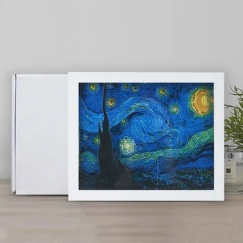 Popieriaus Drožyba Žibintas 3d Šviesos Šešėlis Van Gogh Žvaigždėtas Dangus Popieriaus Drožyba Lempos Impresionistų Kūrybos Popieriaus Meno Popieriaus iškirpti Lempos