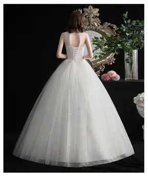 Realių Foto Customizd 2020 M. Naujas Stiliaus Nėrinių Vestuvių Suknelė korėjos Stilius Paprastas Kinų Didelis Vestuvinių Suknelių vestido de noiva QH