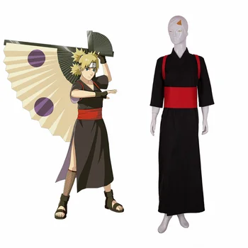 Suaugę Vaikai Juodas Kimono Anime Naruto Shippuden Nara Temari Cosplay Kostiumas