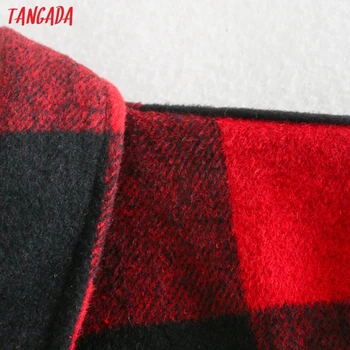 Tangada Moterų raudonas pledas modelis vilnos Storas Paltai Striukės Prarasti ilgomis rankovėmis 2020 Elegantiška Rudens ir Žiemos paltai QJ82