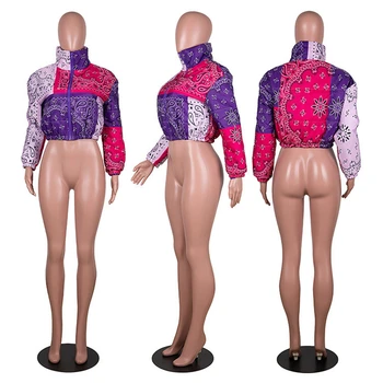 Tsuretobe Derliaus Puffer Jacket Moterims Spausdinti Burbulas Paltai Moterims Mados Moteris Parkas Žiemos Drabužių Moterų 2020 M. Sumažinti Outwear