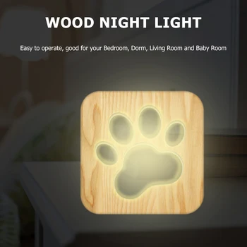 VKTECH LED USB Naktį Šviesos Medinės Šunų Katės Letena Naktį Šviesos USB Stalas Gyvūnų Lempos Miegamasis 3D Dekoro Stalo Lempa Šiltai Balta Vaikų Dovanų
