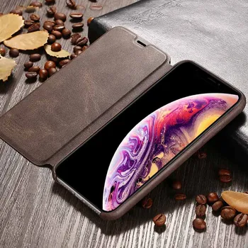 X-Lygio Prabangus Odinis Flip Case For iPhone 12 11 Pro XS Max Retro Vintage Hibridas Plonos Piniginės Apima, 